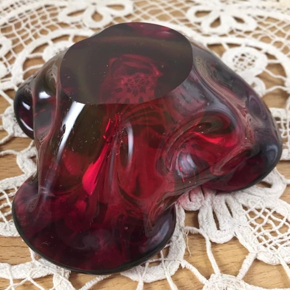 Red Raspberry Murano Ashtray Blown Art Glass - Picture 5 of 11